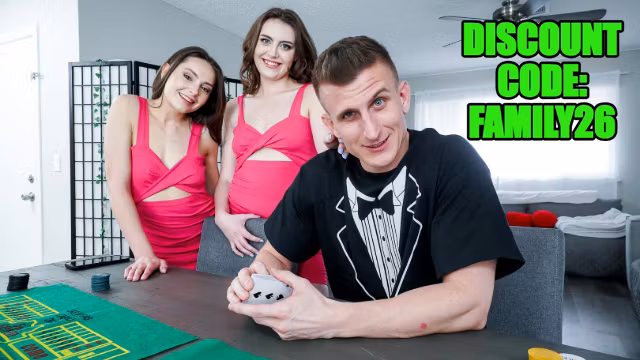 Selina and Aften Use Their Wet Mouths and Pussies to Distract Their Stepbro from Poker Night