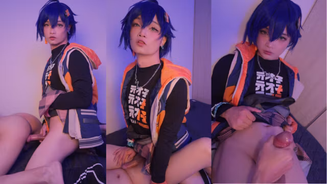 Zenless Zone Zero - Big Dick Cosplay Belle Femboy fvcking small dick man and cumshot