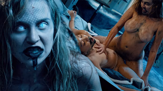 Horror Lesbian Porn - Kimmy Kimm & Blake Blossom Possessed by Parasites Fucking With Double Alien Dildo