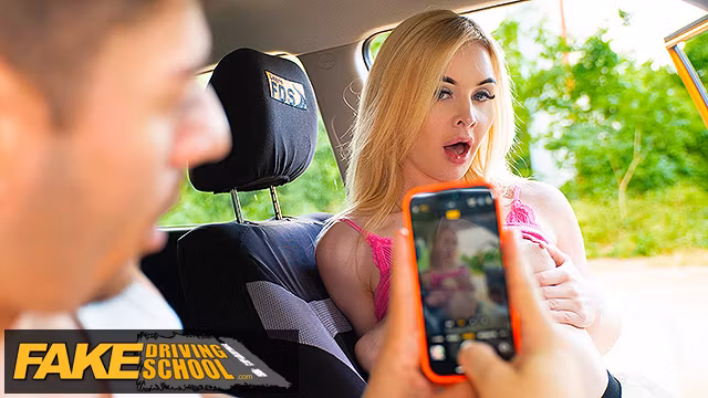 Cute petite British blonde loves hard sex outside - Fake Driving School