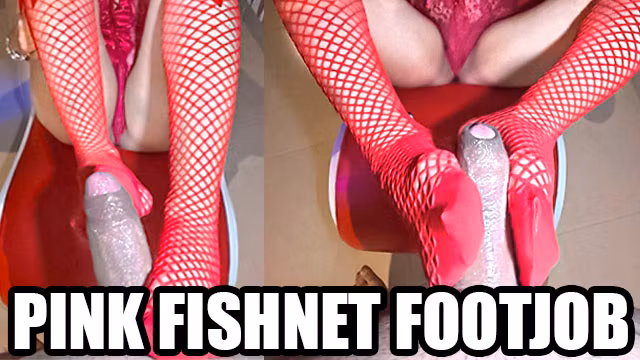 Pink Fishnet Footjob Reverse – Latina Feet Stroke Cock Closeup 🔥
