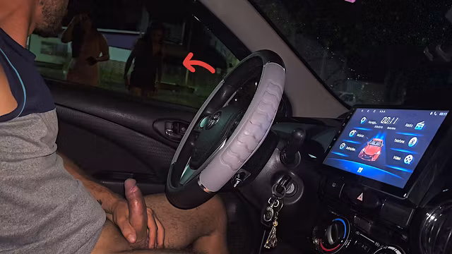 A penis flashing on a rainy night for two brunettes on the street