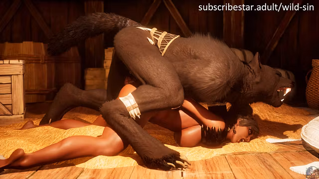 Sex with a Werewolf in the Castle granary  3D Furry Porn