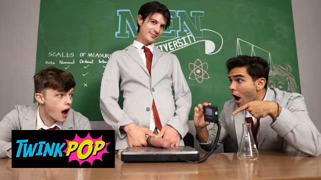 TWINKPOP - College Class Turns Into A Wild Dick-Measuring Contest Before Steamy Group Sex Breaks Out