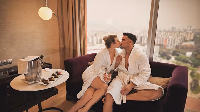 Romantic celebration turns into passionate sex