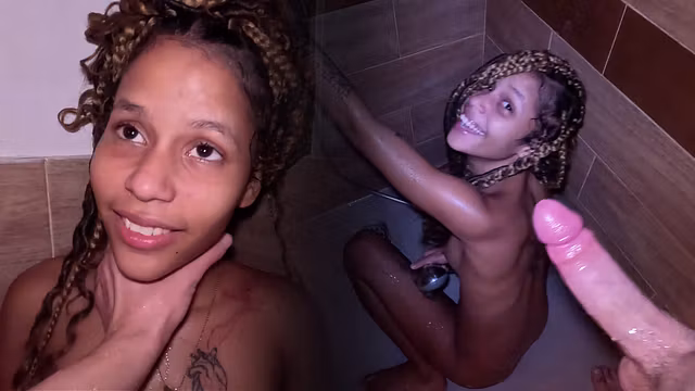 Petite Ebony Latina Teen Fucked By White Guy Under The Shower