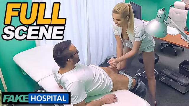 Fake Hospital - Repair Guy Eats Nurse Pussy Then Cums on Blonde Nurse Ass