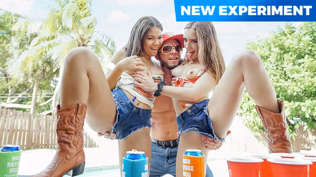 Party Girls Bailey Base And Michelle Anderson Get Wild Playing Beer Pong By The Pool