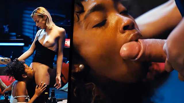 Horny Lesbian Grows Big Cock - Interracial Futanari Lezdom