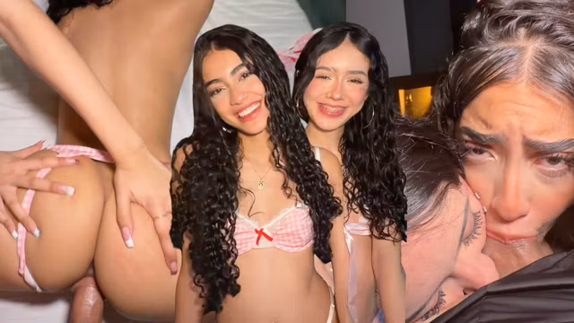 The best deep throat THREESOME with 2 18yo LATIN girls