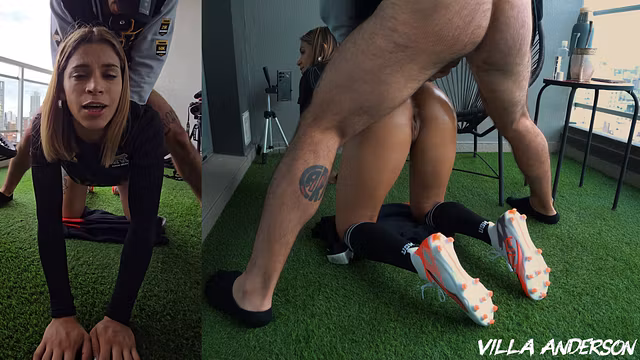 (RUGBY GIRL FITNESS) Mi VECINO me vio en el balcón con mi ropa de RUGBY y me cogió tan duro que 