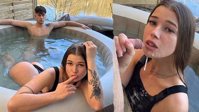 Homemade XXX - Beautiful Olivia Sparkle Perfect Morning Sex with Boyfriend in Outdoor Bath
