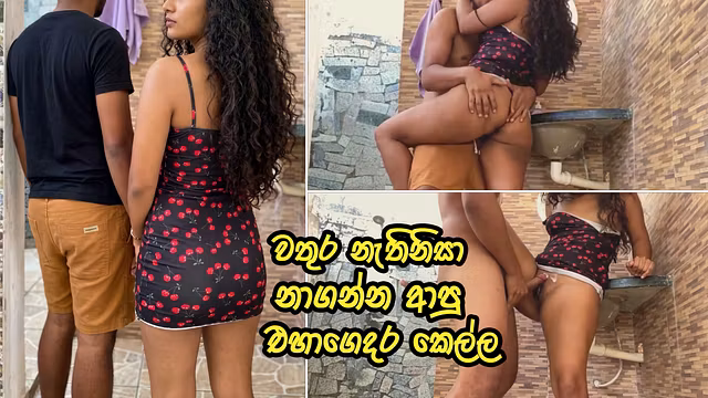 වතුර නැතිනිසා නාගන්න ආපු එහාගෙදර කෙල්ල  Fucked My Wife’s Best friend in Bathroom - Sri Lanka