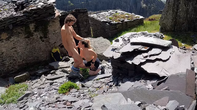Risky public fuck while exploring an abandoned quarry