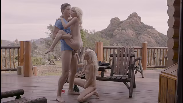 Amazing X-Art Threesome with Petite Blondes Spinners