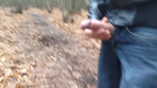 Risky jerk off in public