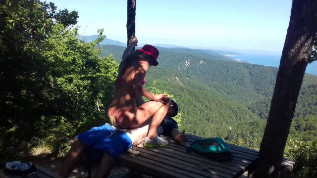 Extreme fuck outdoor in the mountains at an altitude of 800 meters