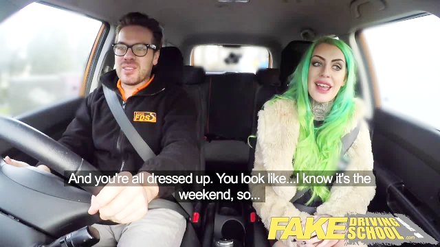 Fake Driving School Wild fuck ride for tattooed busty big ass beauty