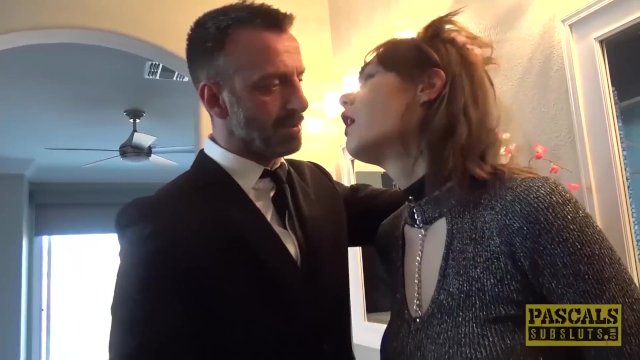 Fancy English whore rammed in pussy and mouth