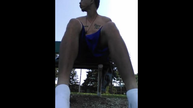 Naked jerk on the bike trail