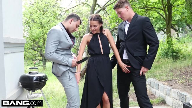 Eveline Dellai sucks and fucks two dicks at her bbq