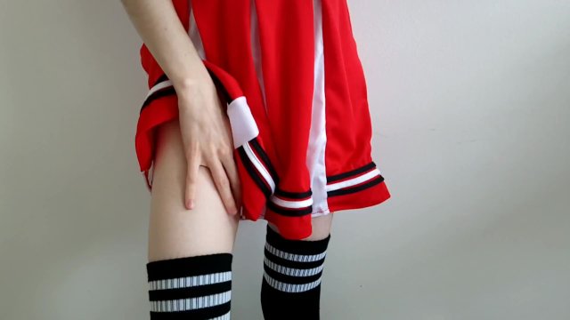 cheerleader ruins her own orgasm  loud, desperate moaning