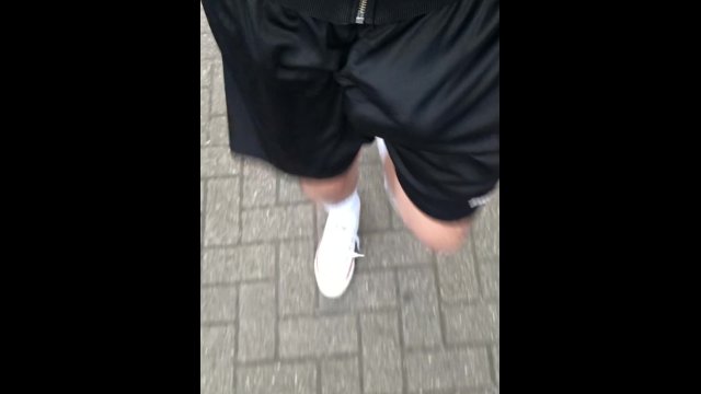 BULGING Out Of THOSE SHORTS ** Ball Stretcher ON **