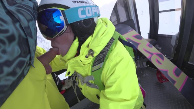 4k public blowjob in ski lift