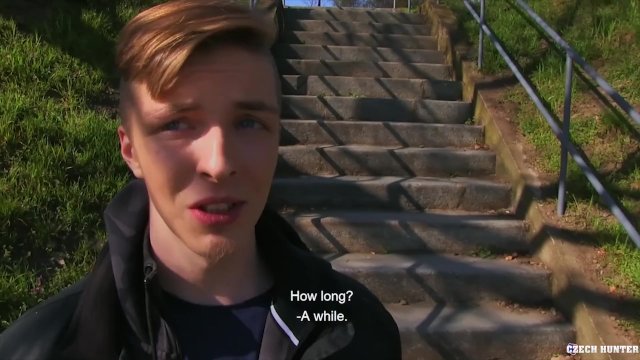 CZECH HUNTER 425 -  Blonde Jock Gets A Mouthful Of Cock On The Stairs Of The Park