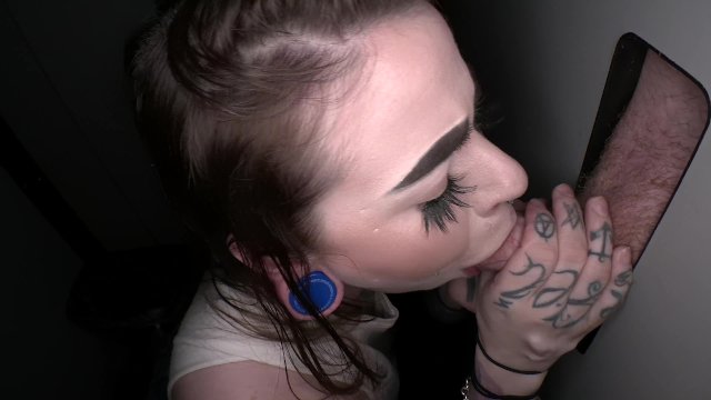 Forked Tongue Gloryhole Blowjob
