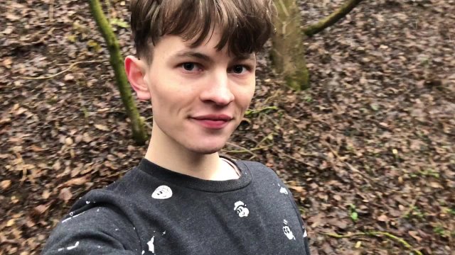Horny BOY Stroking his Big Dick Outdoor in SNOWY WEATHER / Cute boy /School