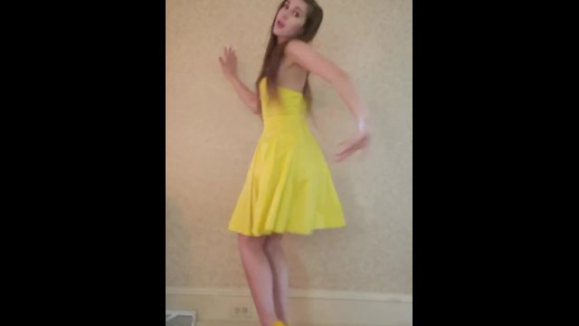 Dance & Strip from yellow dress and heels to Bad Idea by Ariana Grande