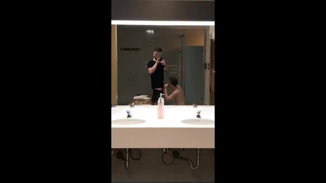 Public bathroom blowjob
