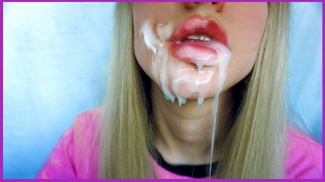 Friend's Stepsister`s  virgin mouth filled with my cum (facial)