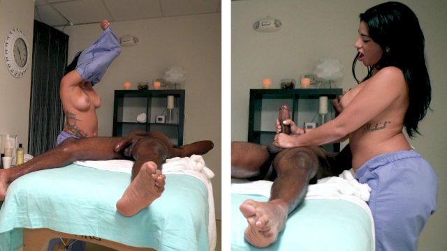 NICHE PARADE - Hung Black Guy Gets Happy Ending Massage From Big Tits Latin