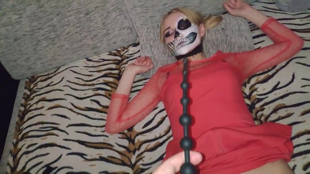 Long anal beads deep in teen girl ass. Deep anal training. Gonzo. 60fps.