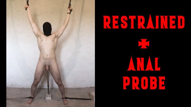 Restrained Straight Guy Moaning Edged with Anal Probe on his Prostate