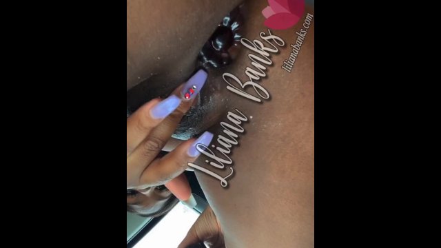 Naughty ebony creams in car