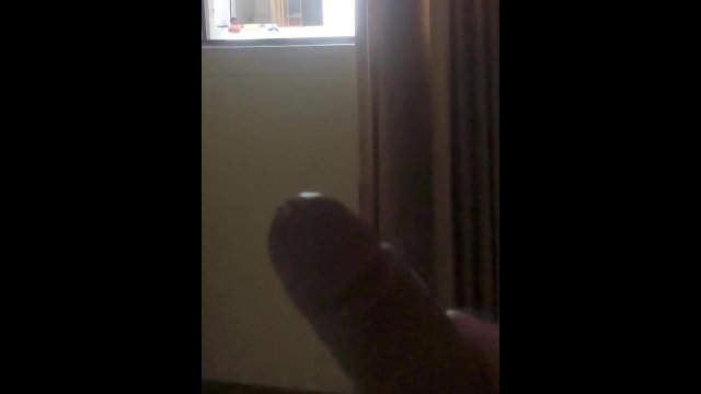 big dick window exhibitionist being watched from a balcony