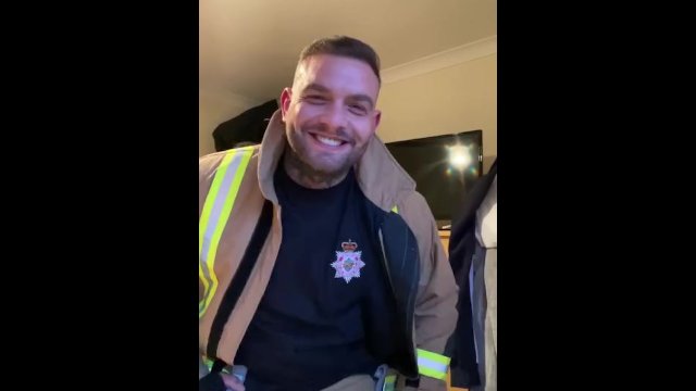Naughty straight fireman in uniform