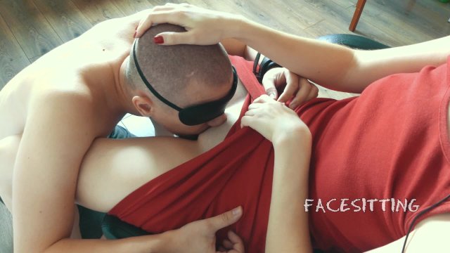 Chained licks pussy on the orders of mistress, russian femdom cunnilingus, female domination
