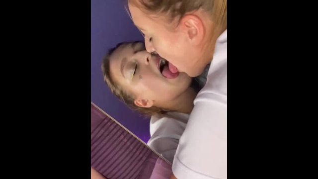 Mirror licking. Drool. Kissing myself
