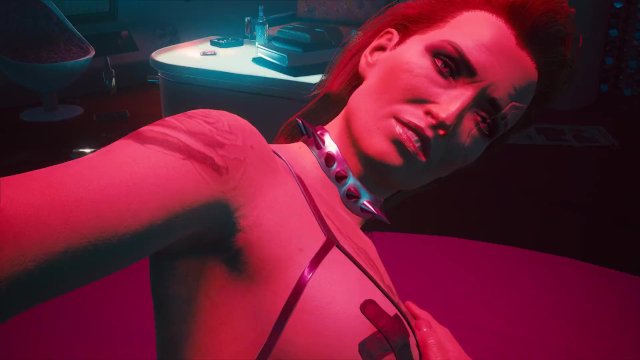 Cyberpunk. Sex with a blonde in erotic lingerie  Porno Game 3d