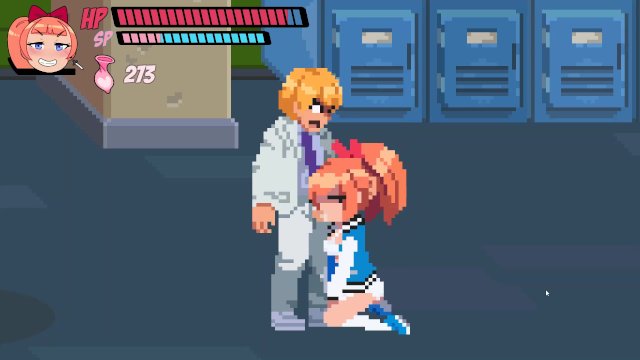 BONUS Lewd City Girls [Hentai pixel game] Deepthroat and cum in mouth scene