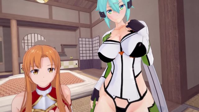 SAO: Futa Sinon & Futa Asuna test your strength  Female Taker POV
