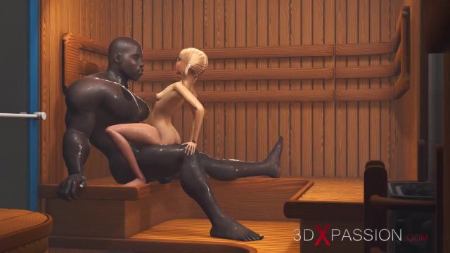 Cute shy college girl dreams of being fucked by a black big cock in sauna