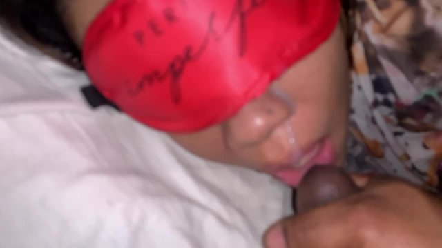 Masked Redbone MILF Blowjob and Facial