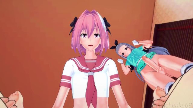 Femboys - Astolfo & Hideri cocks pleasure  Male Taker POV