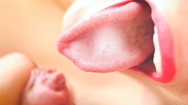 Slow deep sensual blowjob ends with cum on tongue and down throat - ASMR Closeup