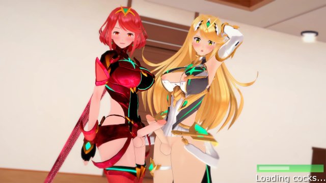 Xenoblade - Futa Pyra and Futa Mythra gangbang you  Male Taker POV